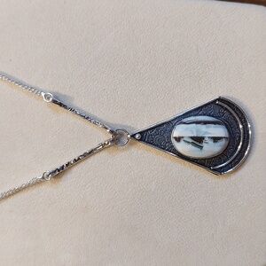 Blue Owyhee Opal Pendant Necklace 18"